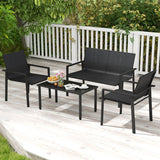 4 Pieces Patio Furniture Set with Heavy Duty Galvanized Metal Frame-Black