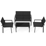 4 Pieces Patio Furniture Set with Heavy Duty Galvanized Metal Frame-Black