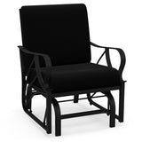 Patio Glider Rocking Chair with Thick Cushion and Curved Armrest-Black