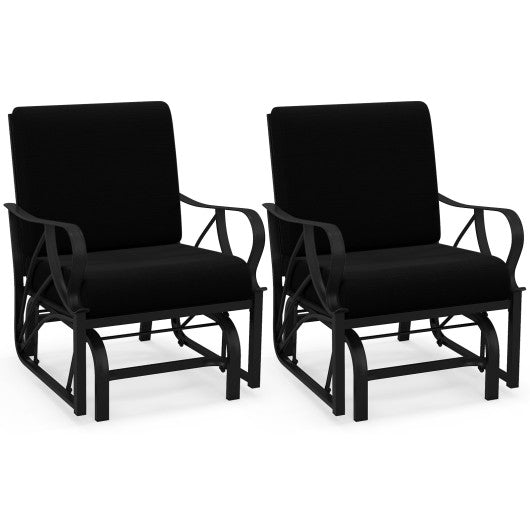 Patio Glider Rocking Chair with Thick Cushion and Curved Armrest-Black