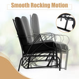 Patio Glider Rocking Chair with Thick Cushion and Curved Armrest-Black