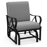 Patio Glider Rocking Chair with Thick Cushion and Curved Armrest-Gray