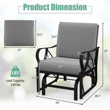 Patio Glider Rocking Chair with Thick Cushion and Curved Armrest-Gray