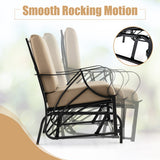 Patio Glider Rocking Chair with Thick Cushion and Curved Armrest-Tan