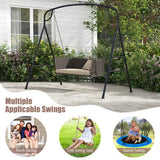 Patio Metal Swing Stand with Double Side Bars and 2-Ring Design-Black