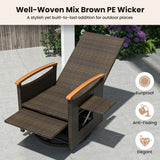 Patio Rattan 360° Swivel Recliner Chair with Adjustable Backrest and Footrest-Beige
