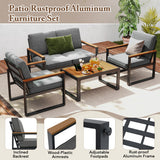 Patio Aluminum Sofa Modern Armchairs Set of 2 for Balcony-Grey