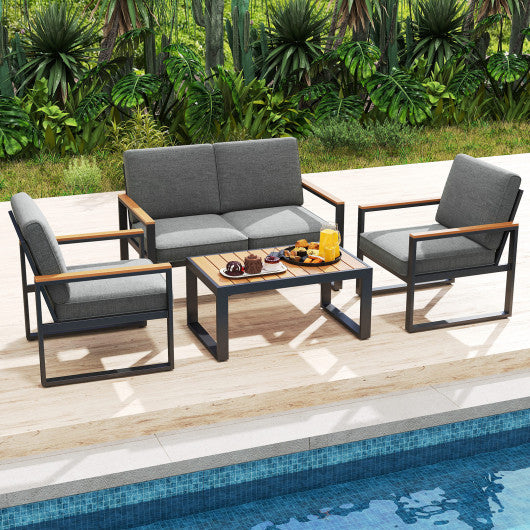 Patio Aluminum Sofa Modern Armchairs Set of 2 for Balcony-Grey