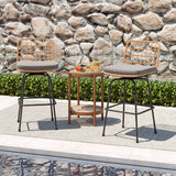 Patio Swivel Barstools Set of 2 with Soft Seat Cushions-Gray