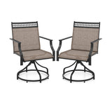 Patio Swivel Dining Chairs Set of 2 with Heavy-duty Metal Frame and Armrests-Brown