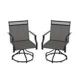 Patio Swivel Dining Chairs Set of 2 with Heavy-duty Metal Frame and Armrests-Gray