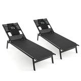 Patio Sunbathing Lounge Chair 5-Position Adjustable Tanning Chair-Black