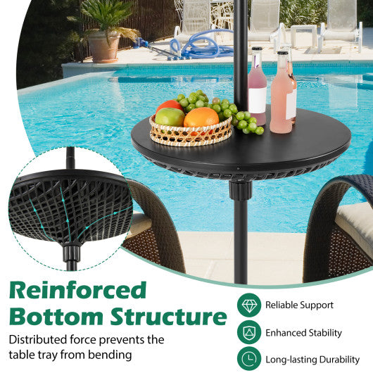 Patio Umbrella Table Tray Adjustable with Umbrella Poles-Black