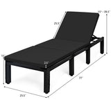 Patio Rattan Height Adjustable Lounge Chair with 2 Set of Cushion Cover-Black & Turquoise