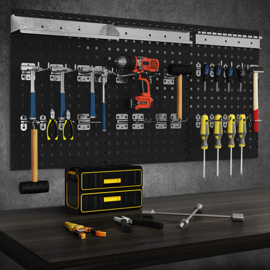 Wall-Mounted Pegboard Kit with 3 Pegboards for Garage Workshop-Black