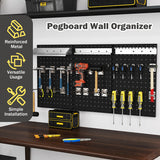 Wall-Mounted Pegboard Kit with 3 Pegboards for Garage Workshop-Black