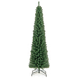 Pencil Christmas Tree with Memory Wire Branch Tips and Warm  LED Lights-7FT