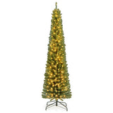 Pencil Christmas Tree with Memory Wire Branch Tips and Warm  LED Lights-7FT