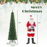 Pencil Christmas Tree with Memory Wire Branch Tips and Warm  LED Lights-7FT