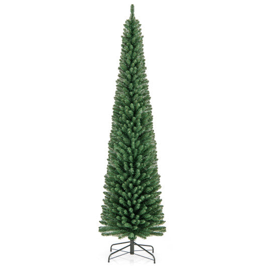 Pencil Christmas Tree with Memory Wire Branch Tips and Warm  LED Lights-8FT