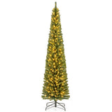 Pencil Christmas Tree with Memory Wire Branch Tips and Warm  LED Lights-8FT