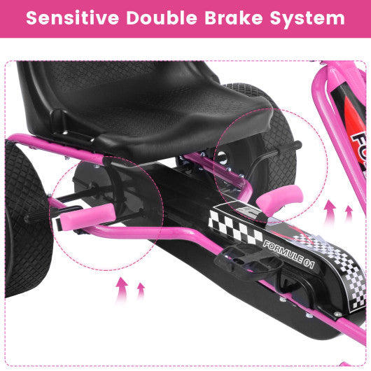 4 Wheels Kids Ride On Pedal Powered Bike Go Kart Racer Car Outdoor Play Toy-Pink