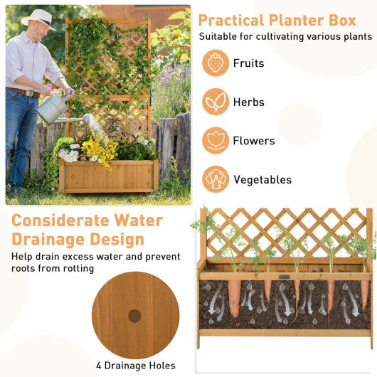 Planter Raised Bed with Trellis for Plant Flower Climbing-Orange