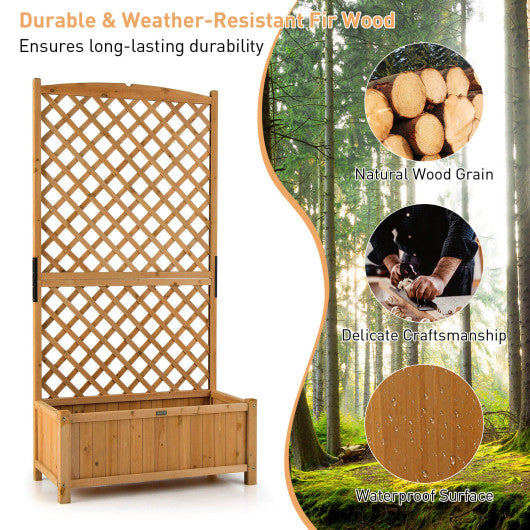 Planter Raised Bed with Trellis for Plant Flower Climbing-Orange