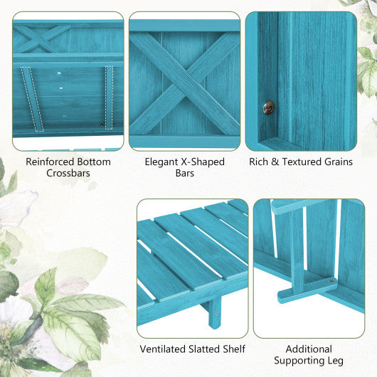 Poly Wood Elevated Planter Box with Legs Storage Shelf Drainage Holes-Blue