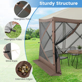 Pop-up Gazebo 6-sided Instant Setup Screen House Hub Tent with Mesh Netting Walls-Coffee