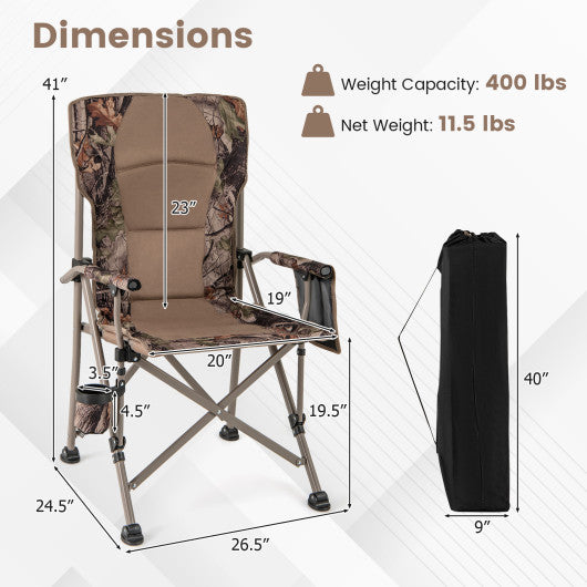 Portable Camping Chair with 400 LBS Metal Frame and Anti-Slip Feet