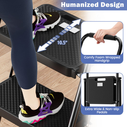 Portable Folding 3 Step Ladder with Wide Anti-Slip Pedal and Convenient Handle-Black