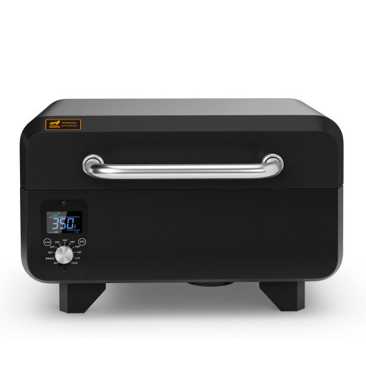 Outdoor Portable Tabletop Pellet Grill and Smoker with Digital Control System for BBQ-Black