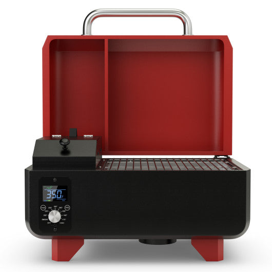 Outdoor Portable Tabletop Pellet Grill and Smoker with Digital Control System for BBQ-Red