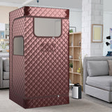 Portable Steam Sauna with 3L Steam Generator Remote Control Wood Foot Massager and Foldable Chair for Home-Coffee