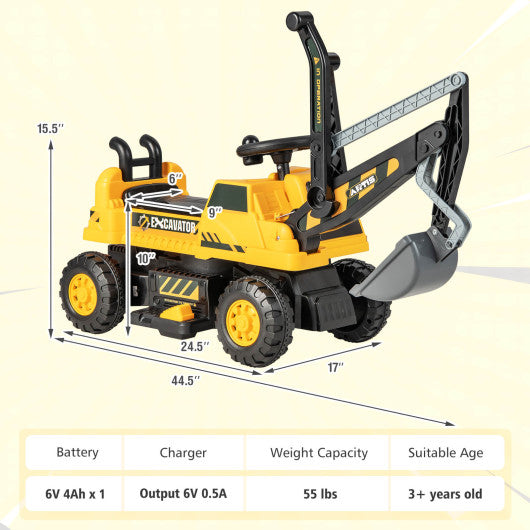 Kids ASTM Certificated Powered Ride On Bulldozer with Front Digger Shovel-Yellow