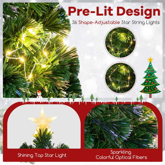 Pre-Lit Artificial Xmas Tree with Top Star and Branch Tips-6 FT