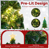 Pre-Lit Artificial Xmas Tree with Top Star and Branch Tips-7 FT