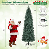 6.5/7.5 Feet Pre-Lit Blue Artificial Christmas Tree Slim with 9 Lighting Modes-9 ft
