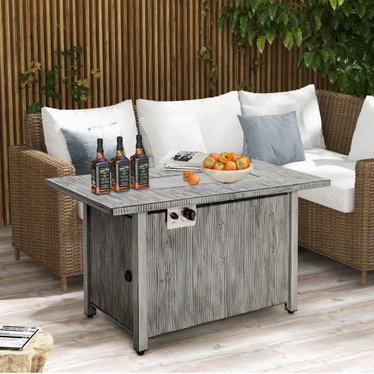 43 Inch 50 000 BTU Propane Fire Pit Table with Removable Lid-Gray