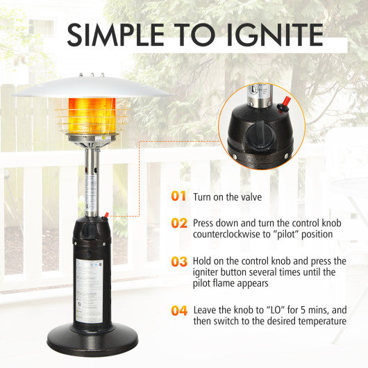 11 000 BTU Portable Tabletop Propane Patio Standing Heater-Black