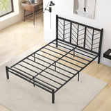 Queen Size Platform Bed with Headboard and Metal Frame-Queen Size