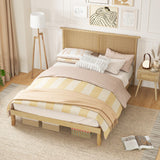 Twin/Full/Queen Size Bed Frame with Rattan Headboard-Queen Size