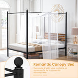 Queen Size Canopy Bed Frame with Under Bed Storage-Full Size