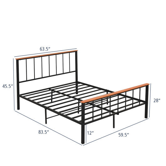 Bed Frame with Headboard and Footboard-Queen Size