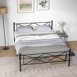 Full/Queen Size Metal Platform Bed Frame with Headboard and Footboard-Queen Size