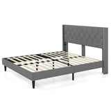 Full/Queen Size Upholstered Platform Bed with Button Tufted Headboard-Queen Size