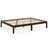 Queen Size Wood Bed Frame with Wooden Slats Support and Rubber Wood Legs-Espresso
