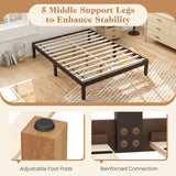 Queen Size Wood Bed Frame with Wooden Slats Support and Rubber Wood Legs-Espresso
