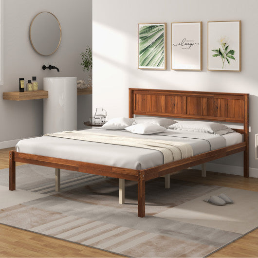 Twin/Full/Queen Size Bed Frame with Wooden Headboard and Slat Support-Queen Size
